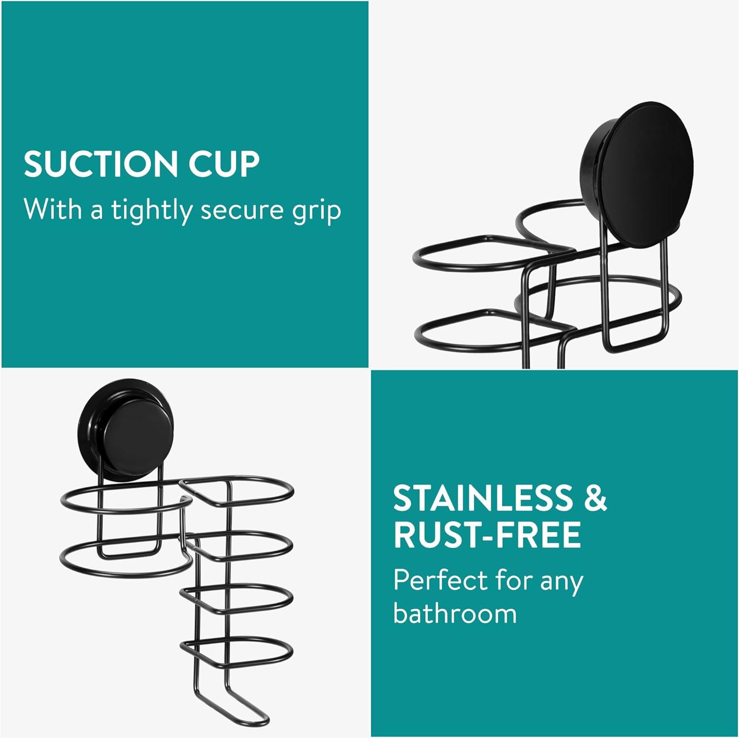 Navaris Μεταλλική Βάση με Βεντούζα για Πιστολάκι και Πρέσα Ισιώματος - Black - 50526.01