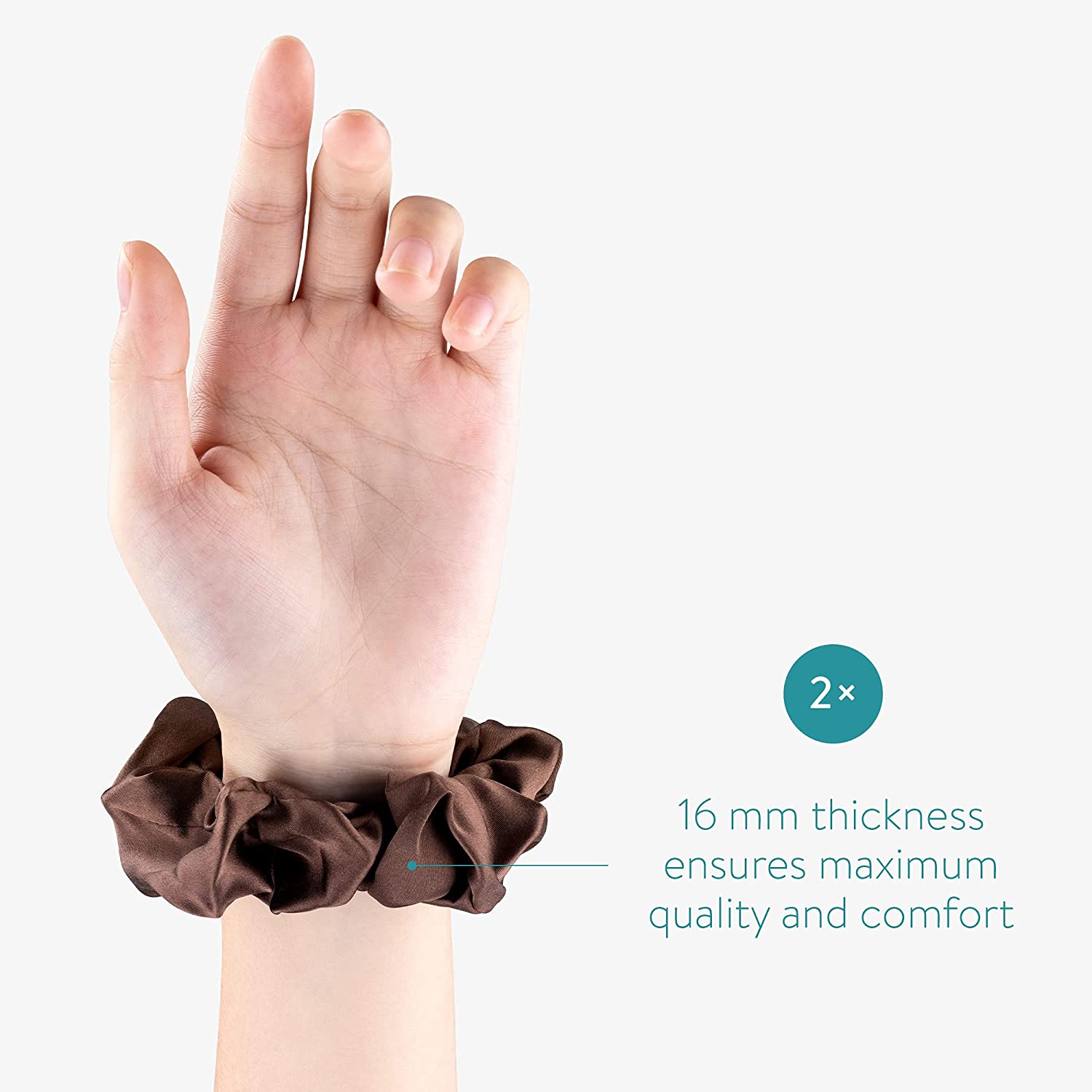 Navaris Σετ με 2 Μεταξωτά Scrunchies Λαστιχάκια Μαλλιών - Beige / Brown - 50258.02.15