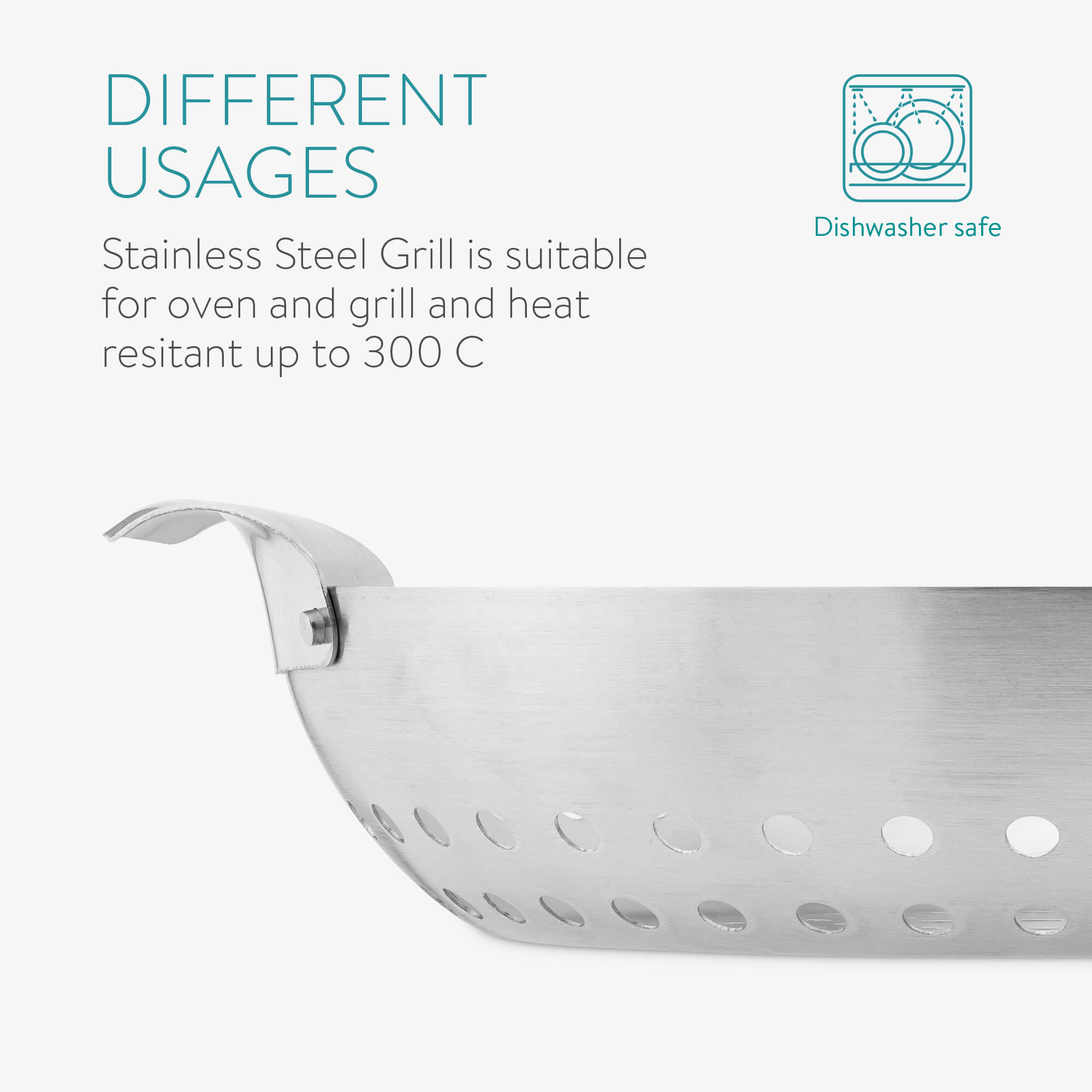 Navaris Στρογγυλό Καλάθι από Ανοξείδωτο Ατσάλι για Ψησταριά BBQ - Silver - 56221.01