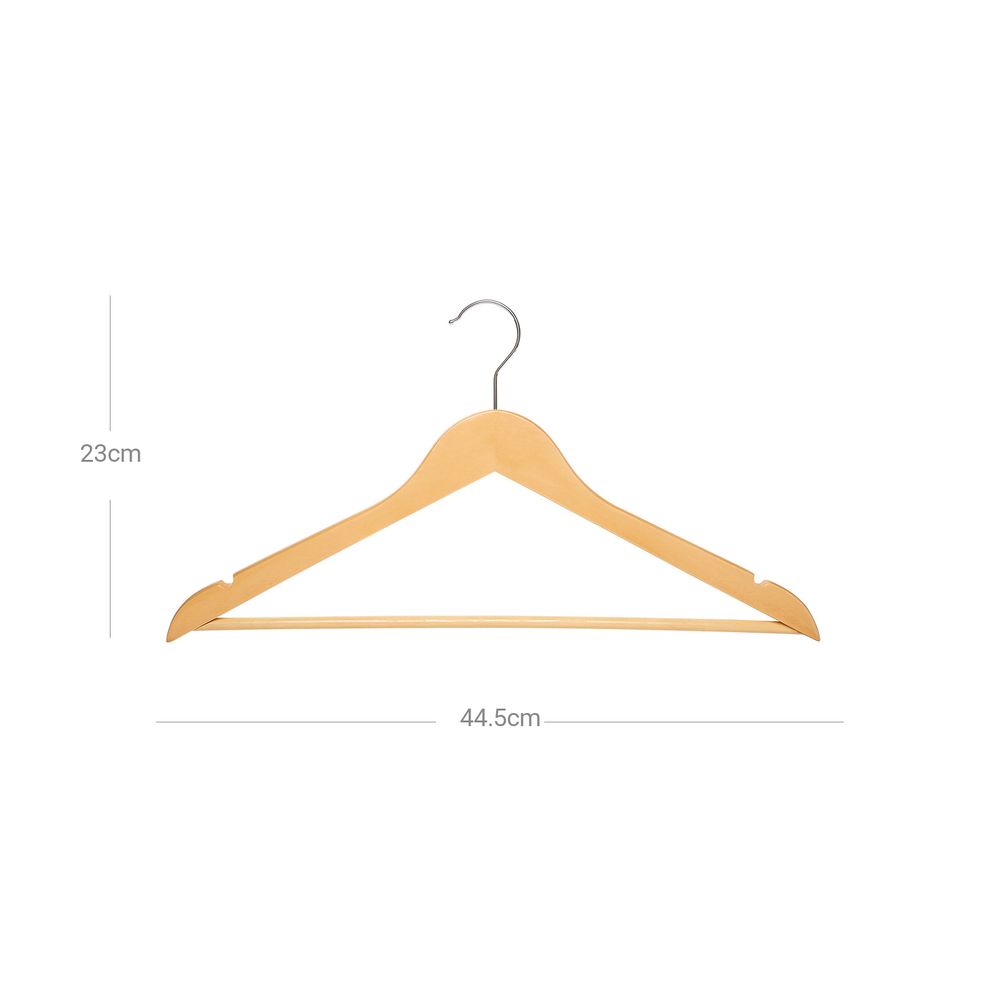 Songmics Σετ με 50 Ξύλινες Κρεμάστρες Ρούχων - Natural - CRW001-50