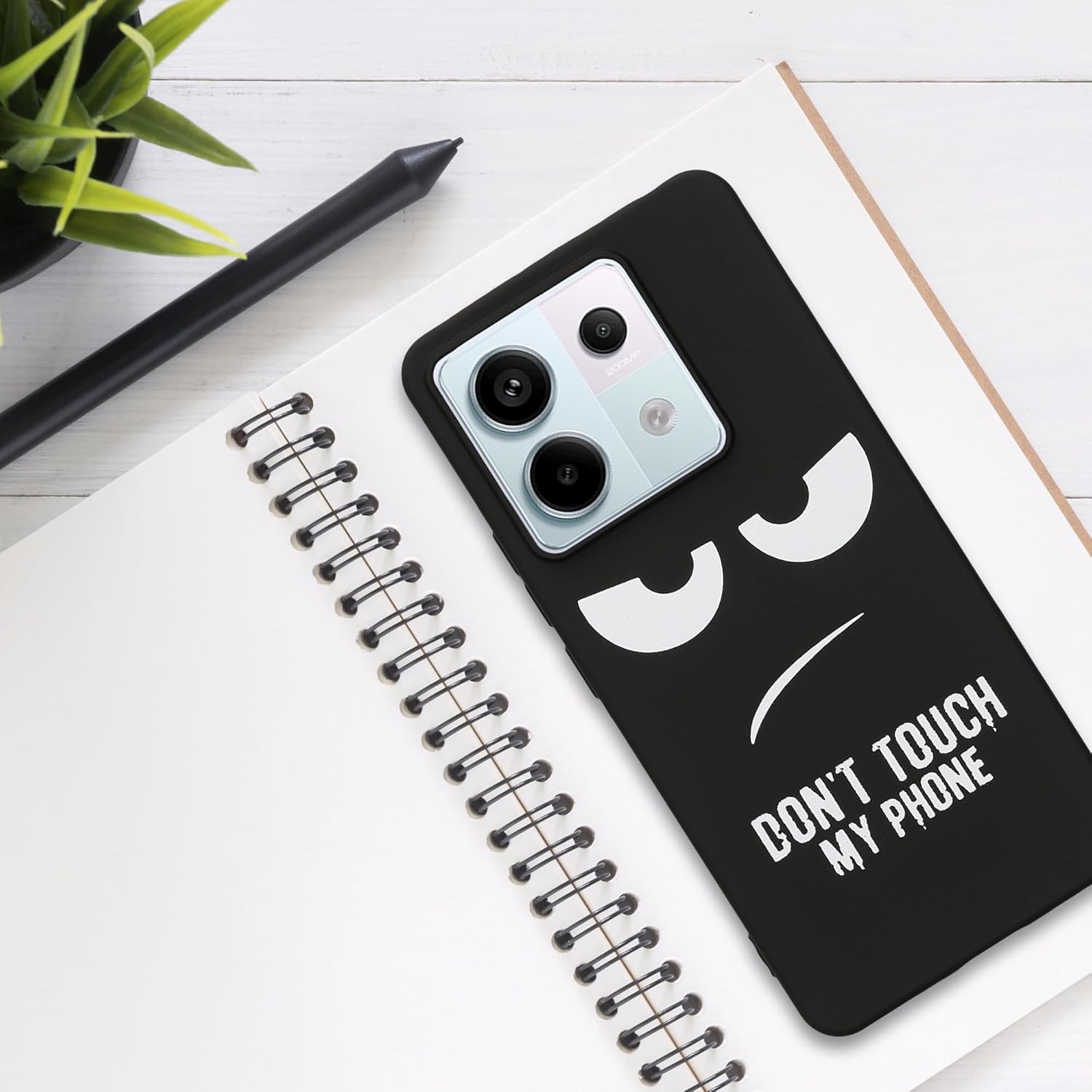 KW Xiaomi Redmi Note 13 Pro 5G / Poco X6 5G Λεπτή Θήκη Σιλικόνης TPU - Design Don't Touch My Phone - Black / White