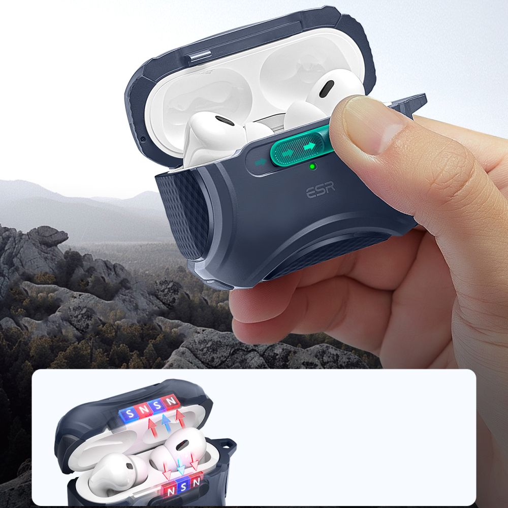ESR AirPods Pro 1 / 2 Θήκη από Σκληρό Πλαστικό με MagSafe - Cyber Armor Flicklock - Blue