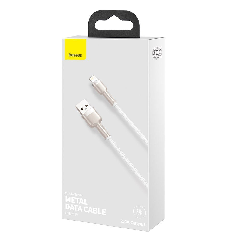 Baseus Cafule Metal Cable Lightning 2.4A - Καλώδιο Δεδομένων και Φόρτισης Lightning 2M - White - CALJK-B02