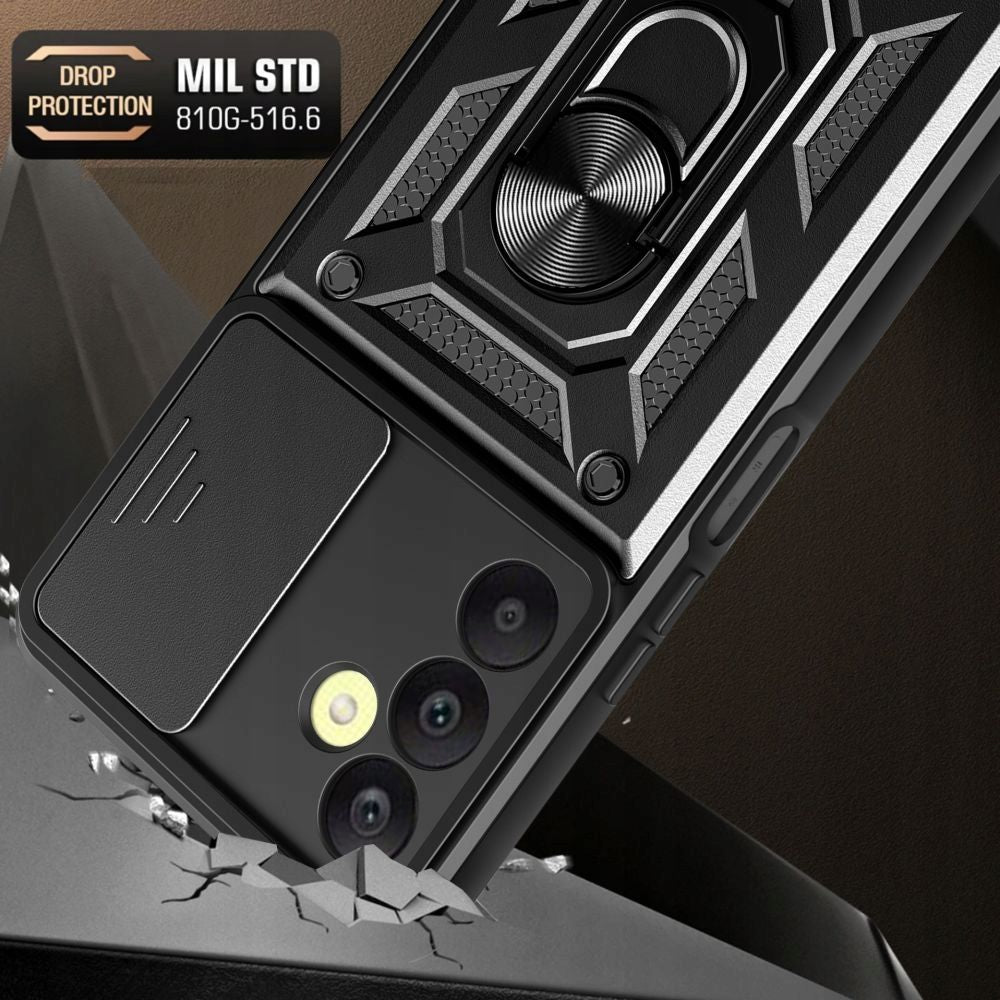 Tech-Protect Samsung Galaxy A15 4G / A15 5G Camshield Pro Σκληρή Θήκη με Πλαίσιο Σιλικόνης και Δαχτυλίδι Συγκράτησης - Black