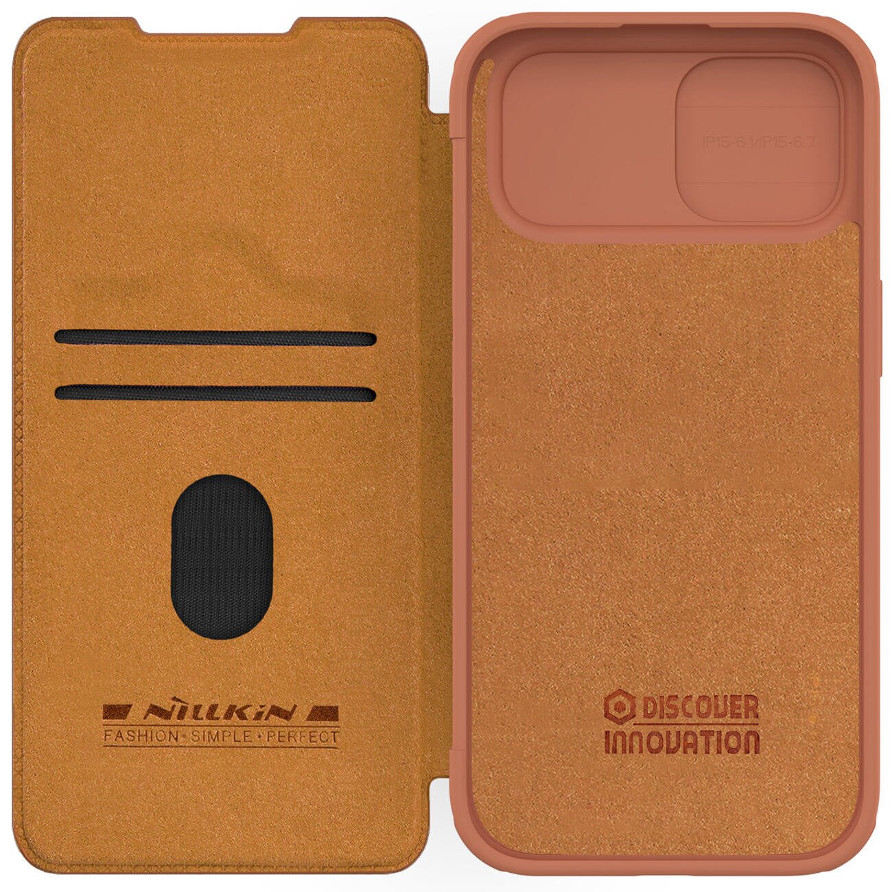 Nillkin iPhone 15 Qin Pro Leather Θήκη Βιβλίο με Κάλυμμα για την Κάμερα - Brown