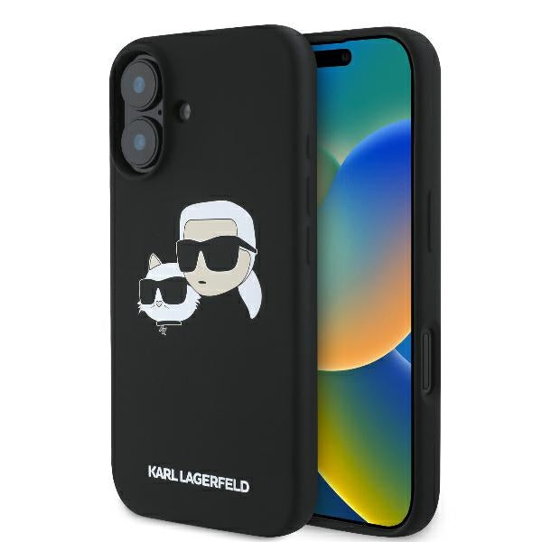 Karl Lagerfeld iPhone 16 - Silicone Double Heads Print - Θήκη Σιλικόνης με MagSafe - Black - KLHMP16SSKCHPPLK