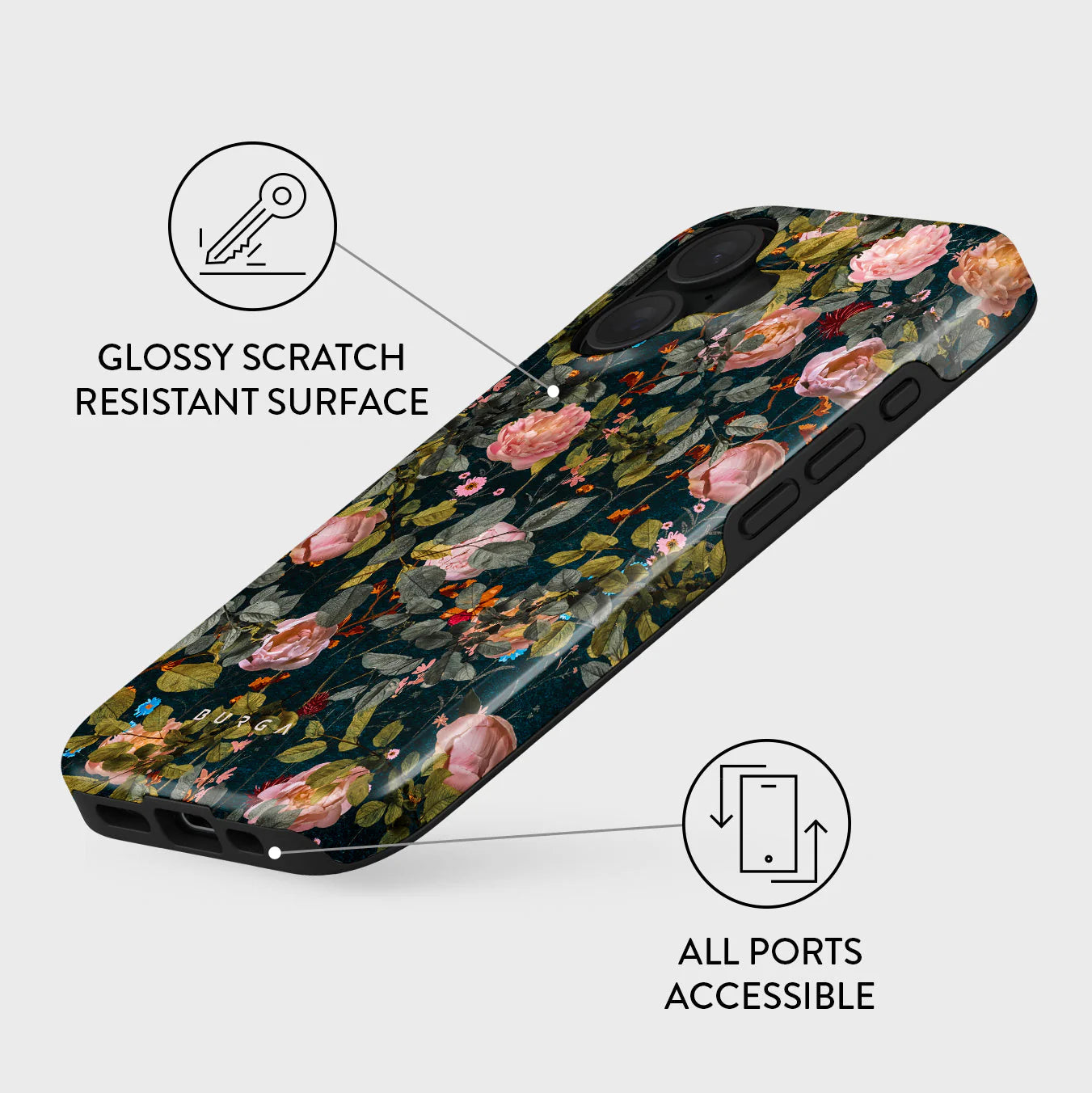 Burga iPhone 16 Fashion Tough MagSafe Σκληρή Θήκη με MagSafe - Bloomy Garden