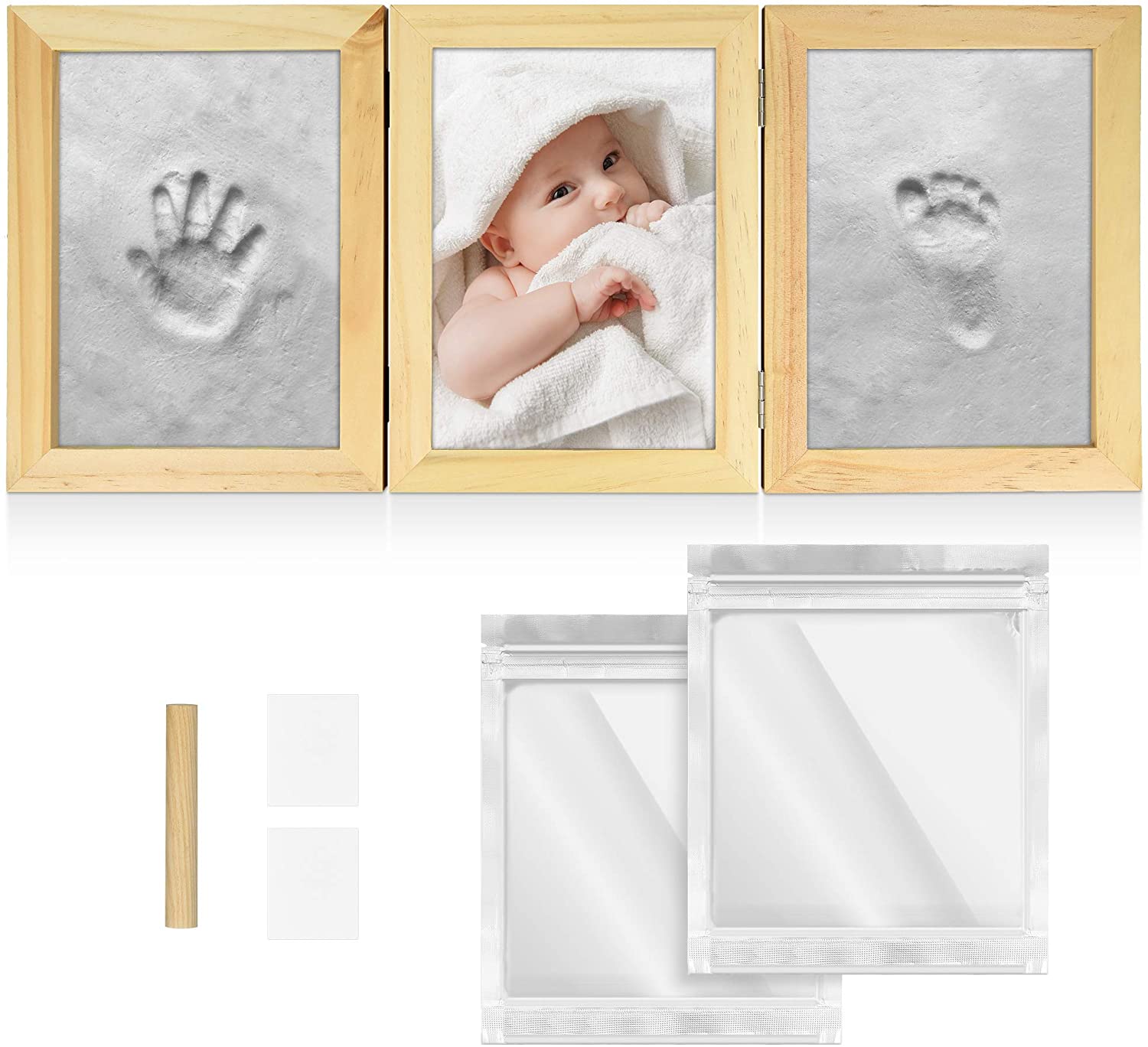 Navaris Σετ Κορνιζών από Πηλό για Αποτύπωμα Μωρού - Wooden - 51822.01