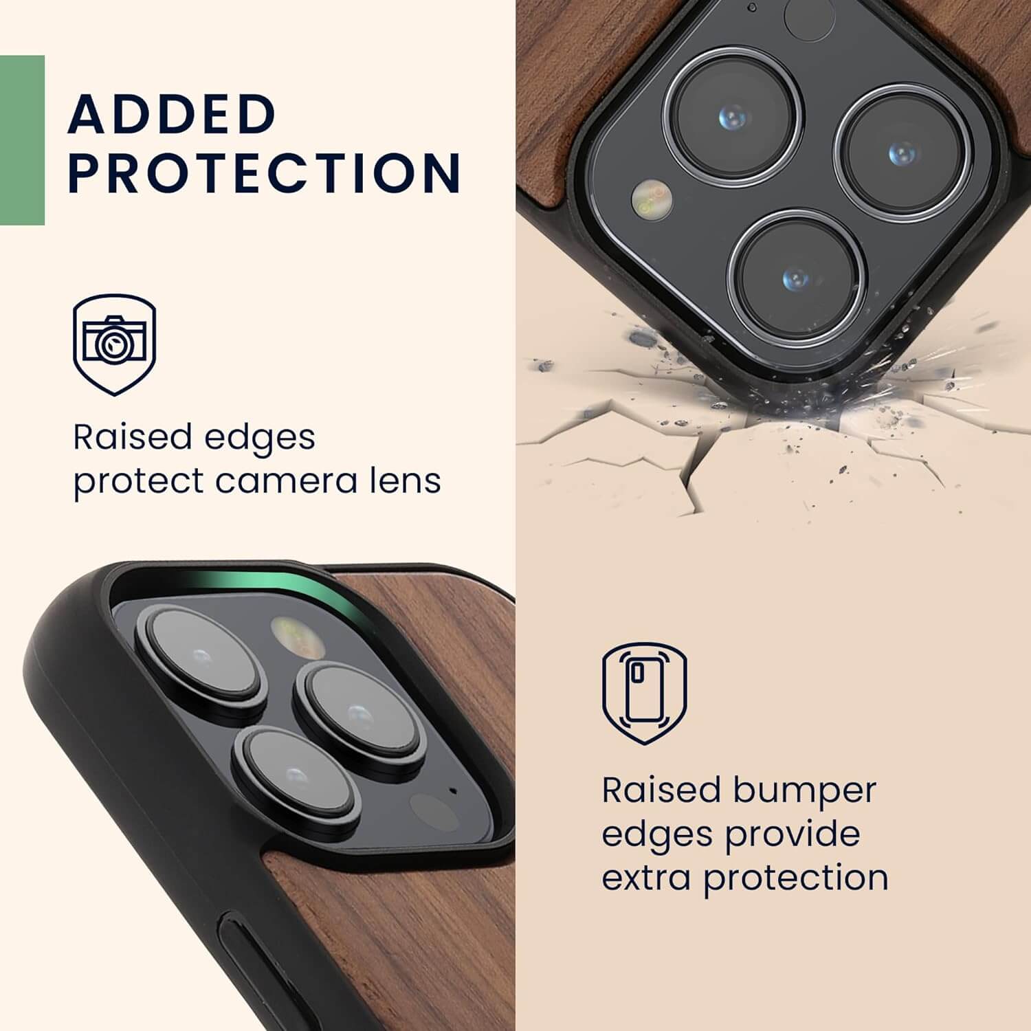 KW iPhone 15 Pro Θήκη από Φυσικό Ξύλο - Design Vintage Compass - Dark Brown - 62013.01