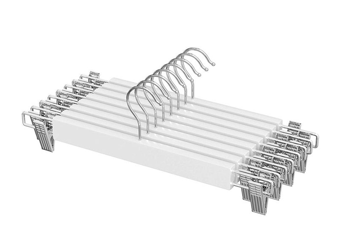 Songmics Σετ με 8 Ξύλινες Κρεμάστρες Παντελονιών με Pυθμιζόμενα Kλιπ - White - CRW009W01