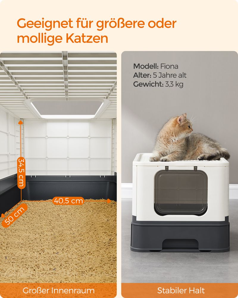 Feandrea Κλειστή Τουαλέτα Γάτας με Συρτάρι - Beige / Dark Grey - PPT001W01