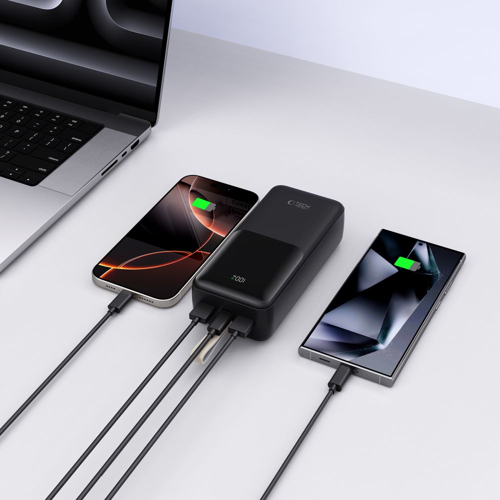 Tech-Protect PB03-22.5W Power Bank 30000mAh με 2 Θύρες USB με 1 Θύρα Type-C και 1 Θύρα Micro-USB - Black - likebrands.gr