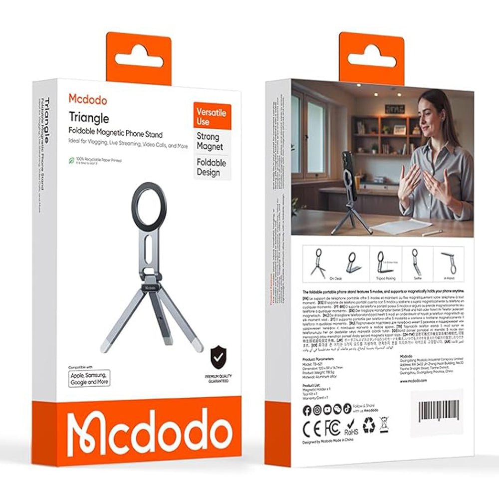Mcdodo Μαγνητική Βάση Στήριξης Κινητού με Τρίποδο και Selfie Stick - TB-6210 - Aluminum Alloy / Grey