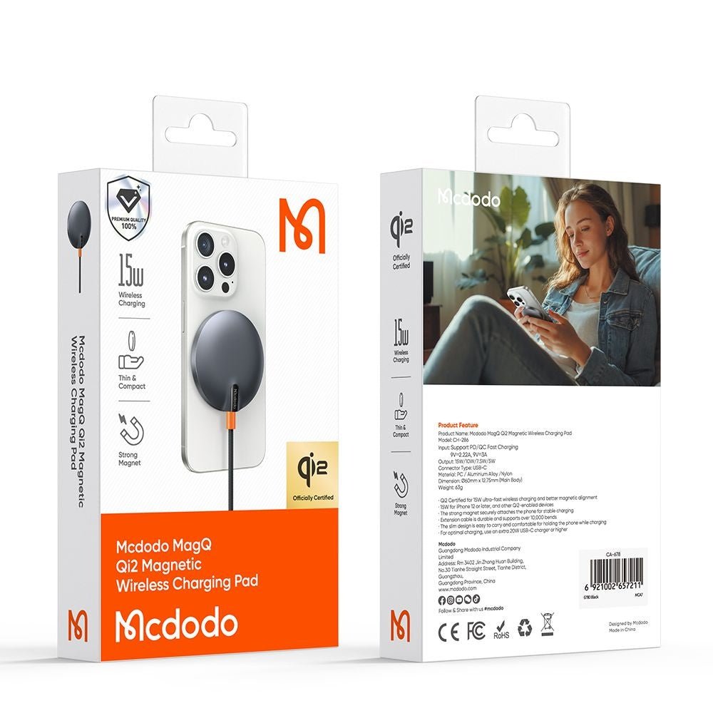 Mcdodo Μαγνητικός Ασύρματος Φορτιστής MagSafe 15W Qi2 - MagQ CH - 2860 - Black