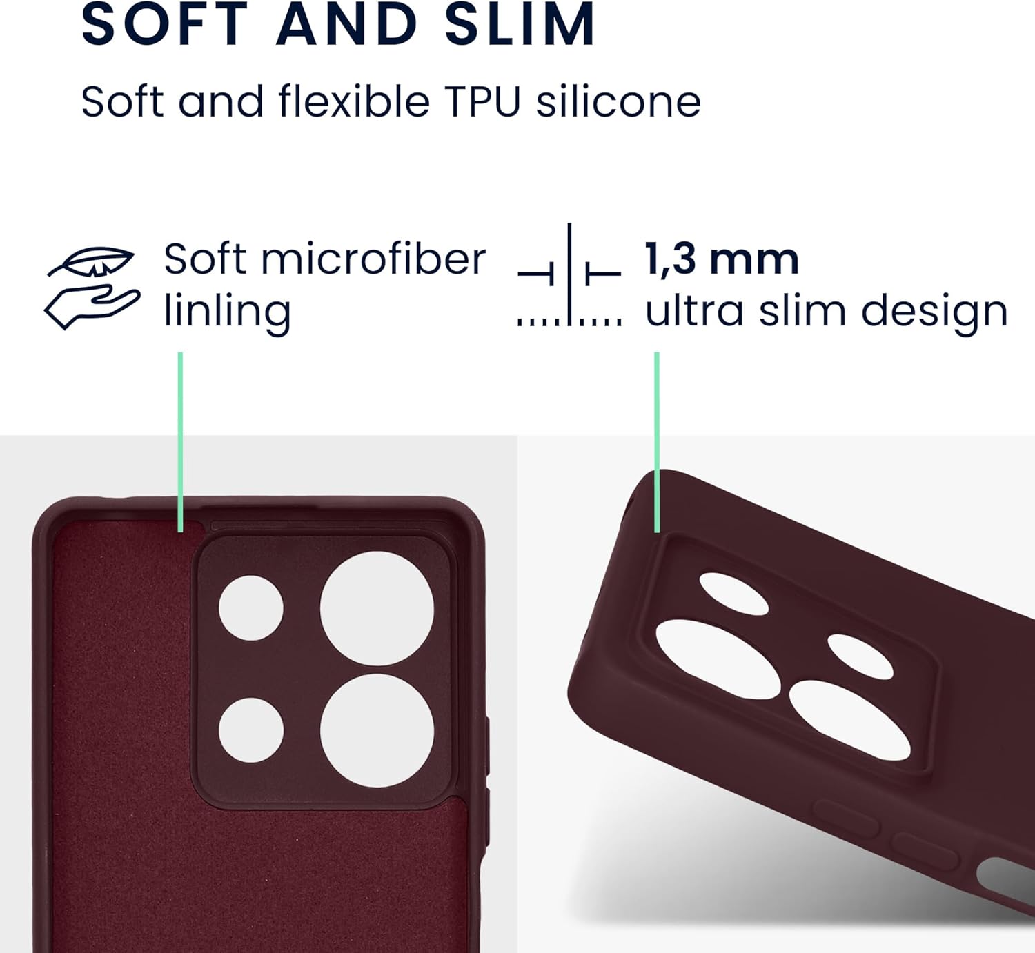KW Xiaomi Redmi Note 13 5G Λεπτή Θήκη Σιλικόνης Rubberized TPU - Bordeaux Purple