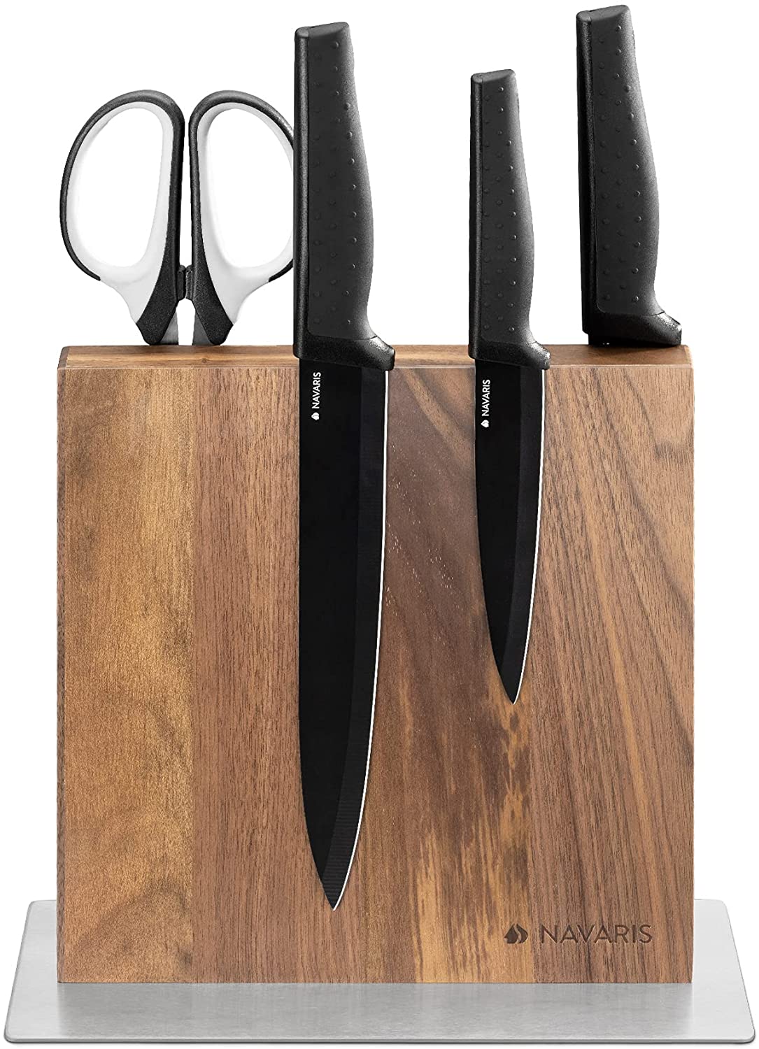 Navaris Double Sided Wooden Magnetic Knife Holder Μαγνητική Ξύλινη Βάση Μαχαιριών Διπλής Όψεως - Walnut Wood - 50416.025.03