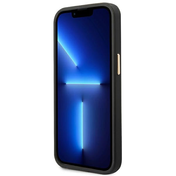 Guess iPhone 14 Pro Max 4G Logo Plate MagSafe Θήκη με Επένδυση Συνθετικού Δέρματος και MagSafe - Βlack - GUHMP14XU4GPRK
