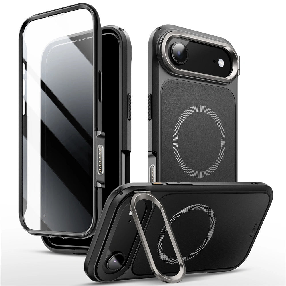 Supcase iPhone Air - IBLSN Ares Flip Mag - MagSafe Σκληρή Θήκη με Πλαίσιο Σιλικόνης και Προστασία Οθόνης και Stand - Black