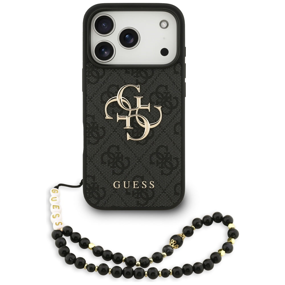 Guess iPhone 17 Pro - 4G Strap 4G Classic Logo - Σκληρή Θήκη με Επένδυση Συνθετικού Δέρματος και Λουράκι - Black - GUHCP17LP4GMGSK