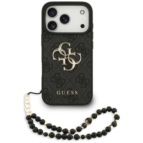 Guess iPhone 17 Pro - 4G Strap 4G Classic Logo - Σκληρή Θήκη με Επένδυση Συνθετικού Δέρματος και Λουράκι - Black - GUHCP17LP4GMGSK