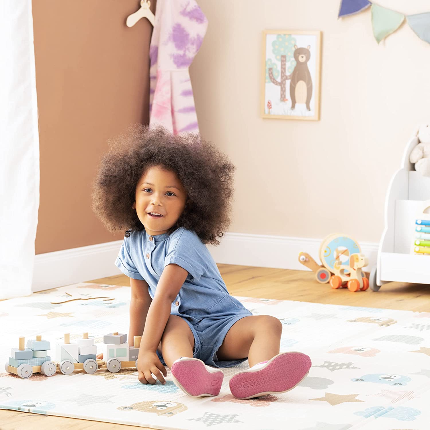 Navaris Αναδιπλούμενο Χαλάκι Παιχνιδιού Διπλής Όψης για Μωρά - Beige / Multicolour - 55293.02