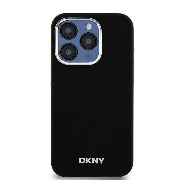 DKNY iPhone 15 Pro - Liquid Silicone Small Metal Logo - MagSafe Σκληρή Θήκη με Πλαίσιο Σιλικόνης - Black