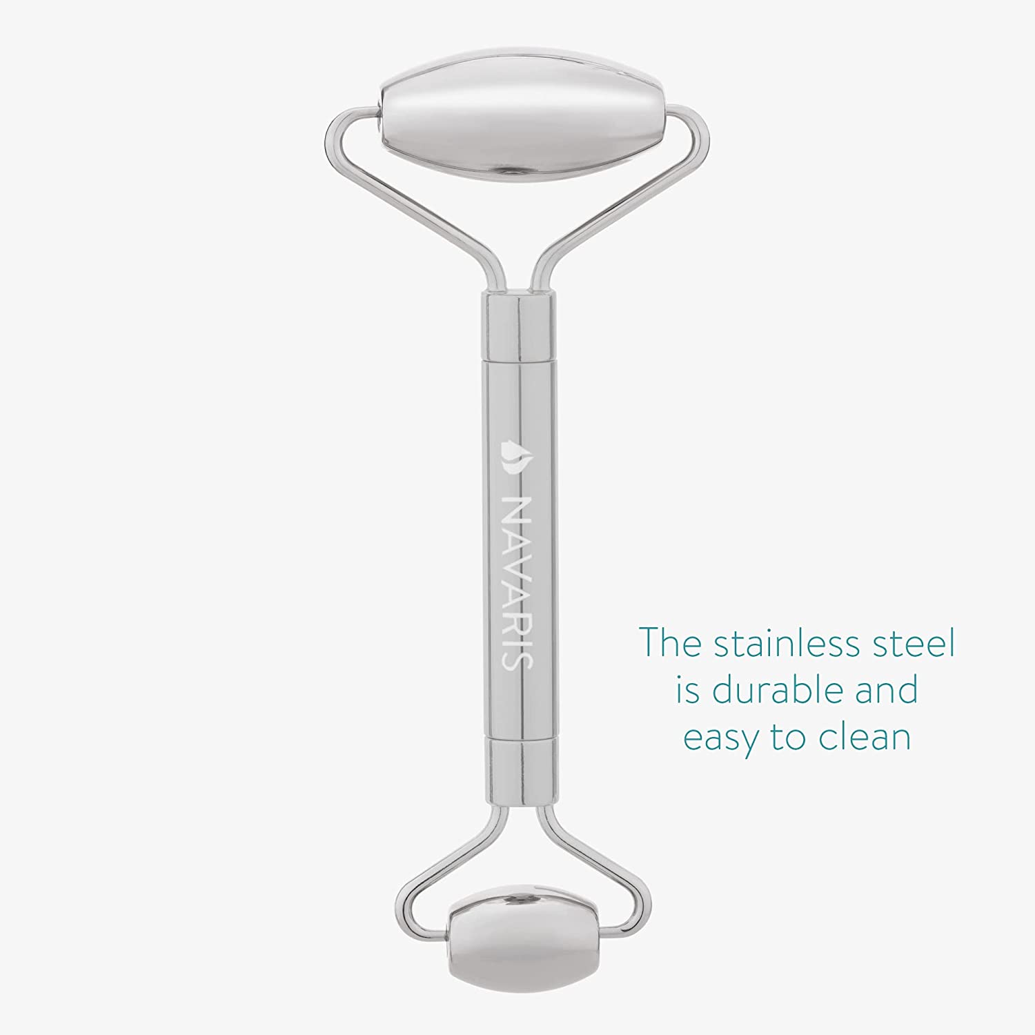 Navaris Face Roller Κύλινδρος από Ανοξείδωτο Ατσάλι για Μασάζ Προσώπου - Silver - 55455.01