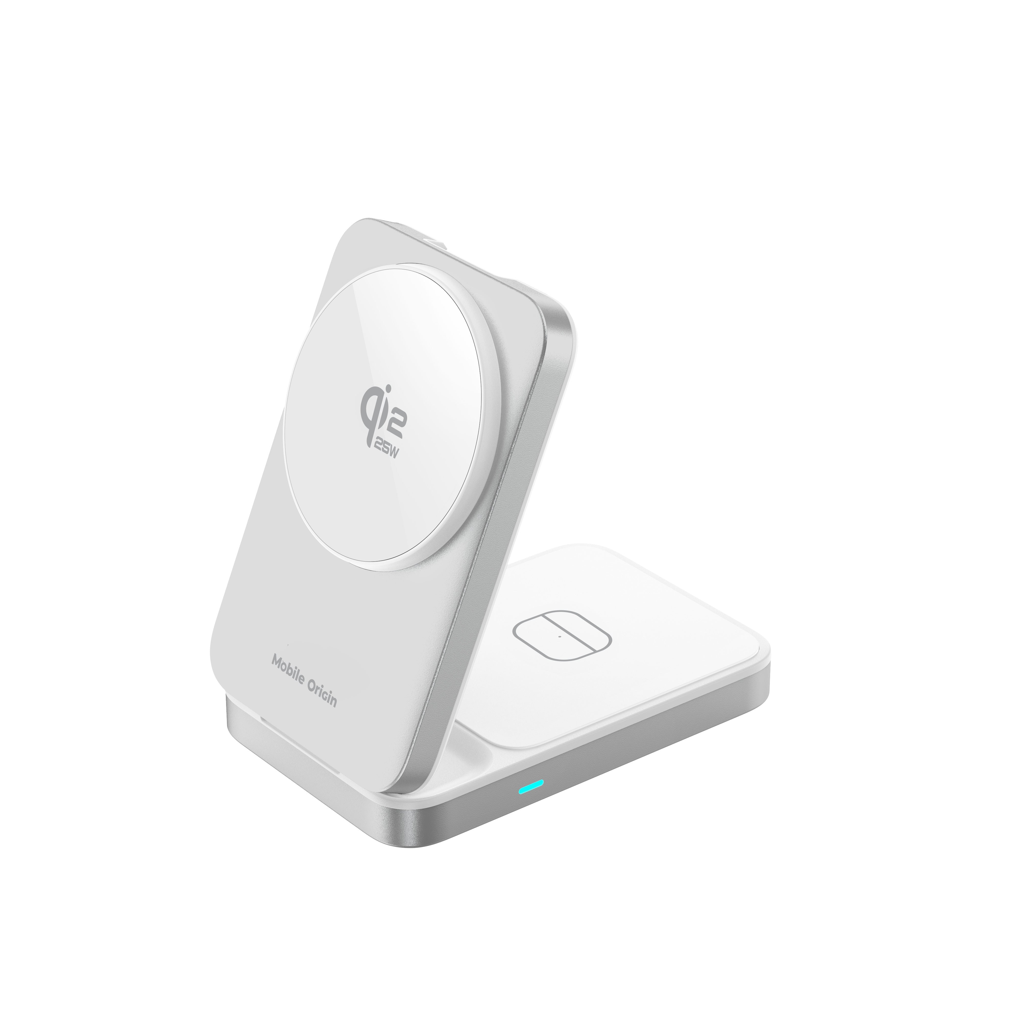 Mobile Origin - 3in1 Αναδιπλούμενος Ασύρματος MagSafe Qi2 Φορτιστής 25W - PW35 - Silver