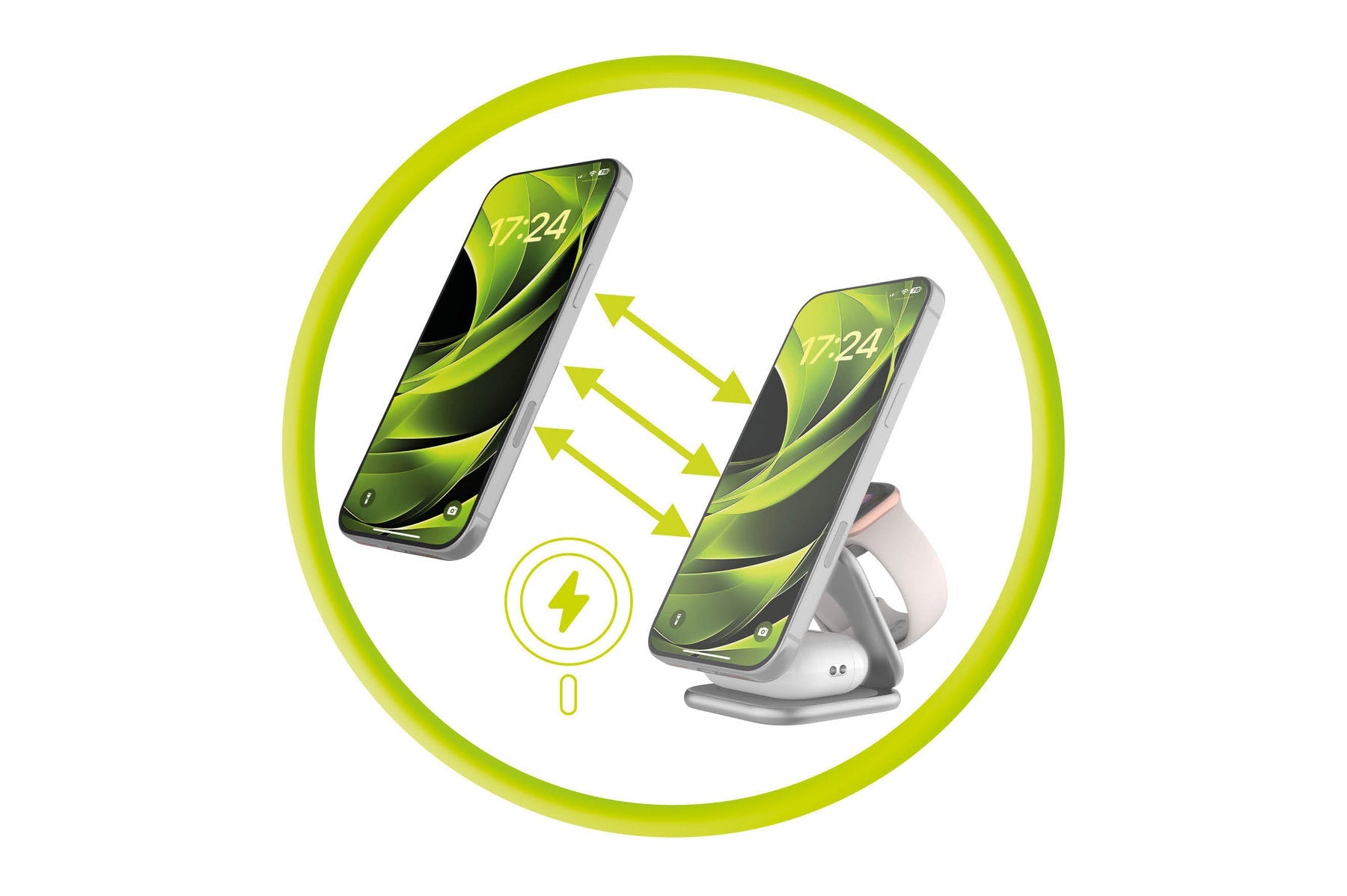 Mobile Origin - 3in1 Αναδιπλούμενος Ασύρματος MagSafe Qi2 Φορτιστής 25W - PW36 - Silver