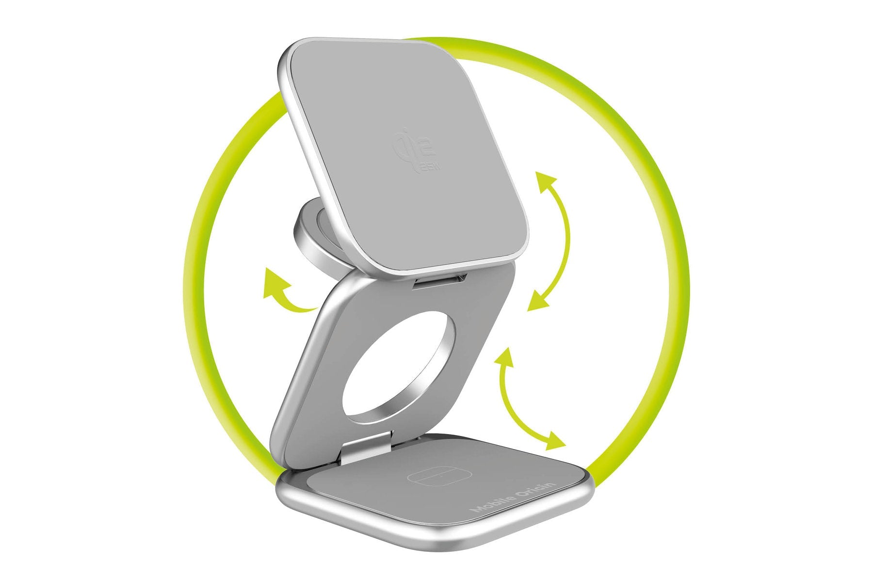 Mobile Origin - 3in1 Αναδιπλούμενος Ασύρματος MagSafe Qi2 Φορτιστής 25W - PW36 - Silver