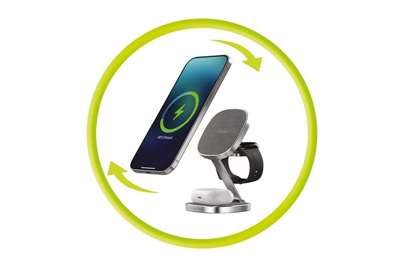 Mobile Origin - 3in1 Φορητός Ασύρματος Μαγνητικός Φορτιστής MagSafe - TravelCharge Pro - Silver