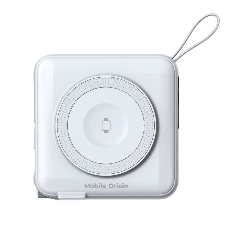 Mobile Origin - 3in1 Ασύρματο MagSafe PowerBank 10.000mAh και Φορτιστής Ταξιδίου με Ενσωματωμένα Καλώδια Lightning και Type - C και Εναλλάξιμα Βύσματα - White