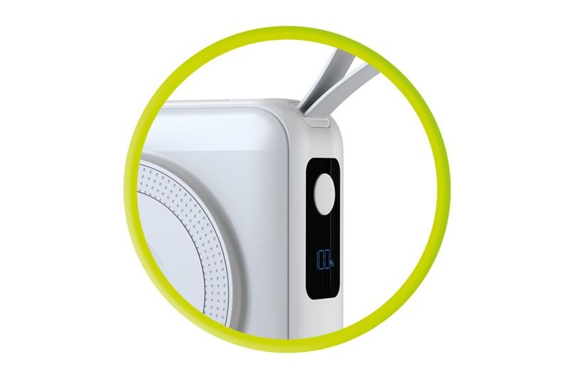 Mobile Origin - 3in1 Ασύρματο MagSafe PowerBank 10.000mAh και Φορτιστής Ταξιδίου με Ενσωματωμένα Καλώδια Lightning και Type - C και Εναλλάξιμα Βύσματα - White