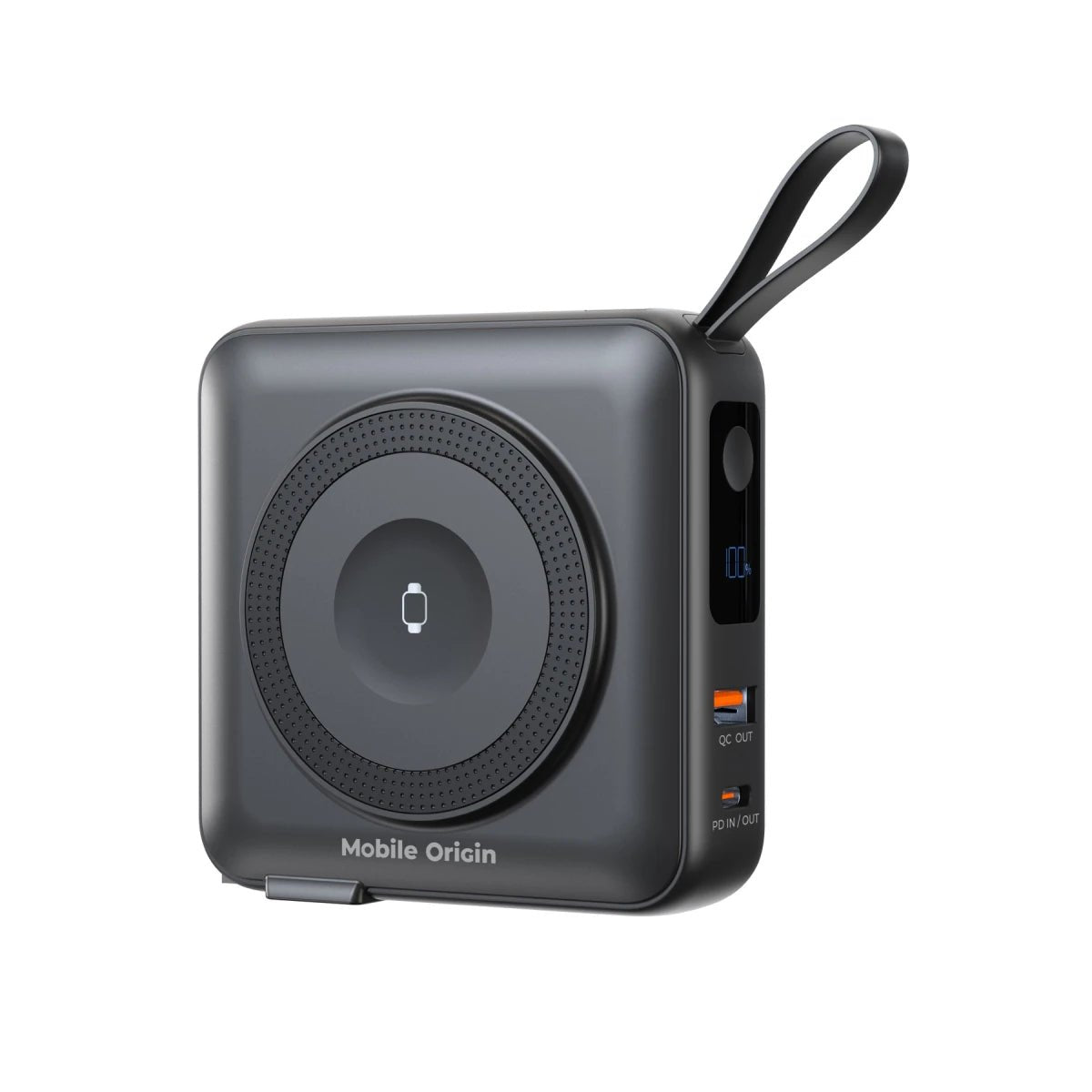 Mobile Origin - 3in1 Ασύρματο MagSafe PowerBank 10.000mAh και Φορτιστής Ταξιδίου με Ενσωματωμένα Καλώδια Lightning και Type - C και Εναλλάξιμα Βύσματα - Black