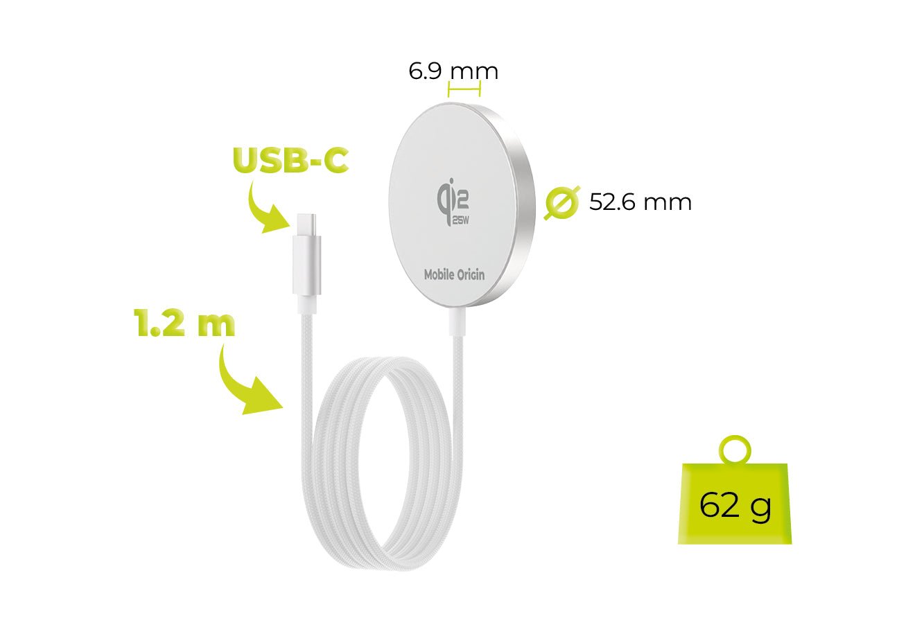 Mobile Origin Ασύρματος Φορτιστής MagSafe Qi2 25W - PW29 - White