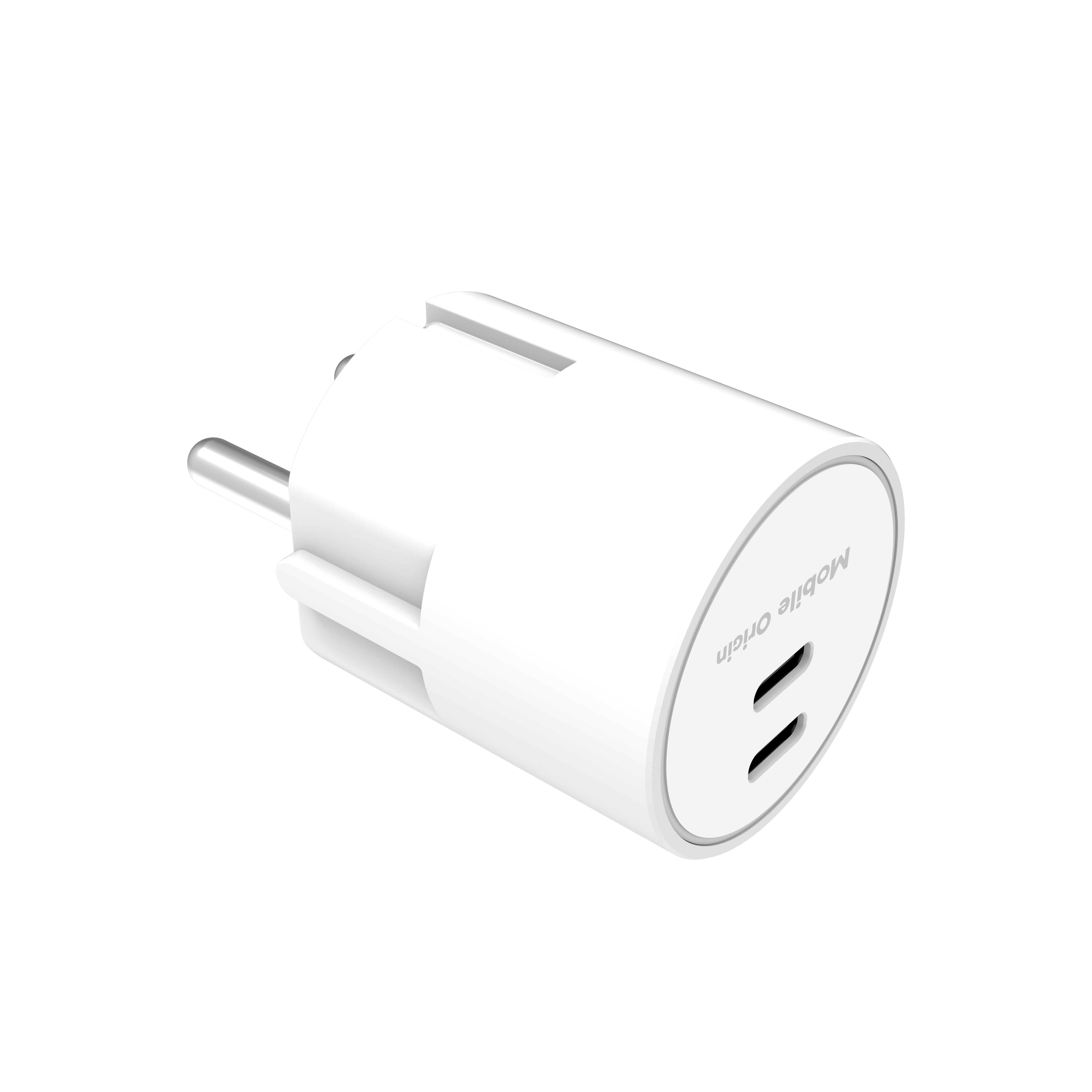 Mobile Origin Φορτιστής Γρήγορης Φόρτισης 30W GaN με 2 Θύρες Type - C - PW33 - White