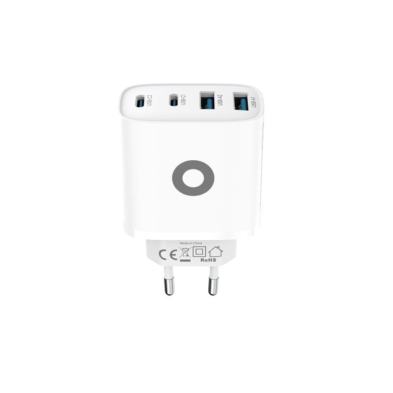 Mobile Origin Φορτιστής Γρήγορης Φόρτισης 40W GaN με 2 Θύρες Type - C και 2 Θύρες USB - PW22 - White