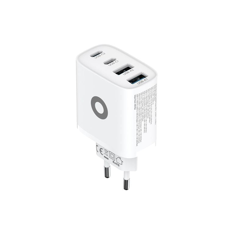 Mobile Origin Φορτιστής Γρήγορης Φόρτισης 40W GaN με 2 Θύρες Type - C και 2 Θύρες USB - PW22 - White