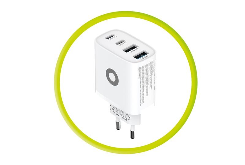 Mobile Origin Φορτιστής Γρήγορης Φόρτισης 40W GaN με 2 Θύρες Type - C και 2 Θύρες USB - PW22 - White