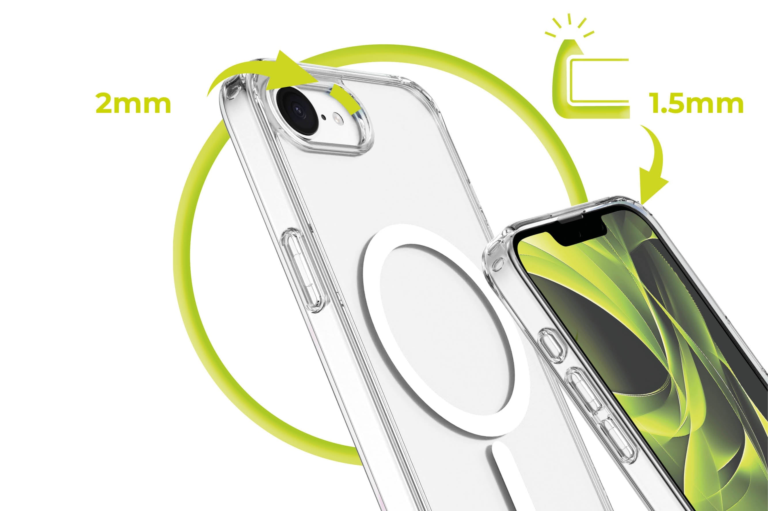 Mobile Origin iPhone 16e / iPhone 17e - Σκληρή Θήκη με Πλαίσιο Σιλικόνης - Hybrid MagSafe - Διάφανη / White