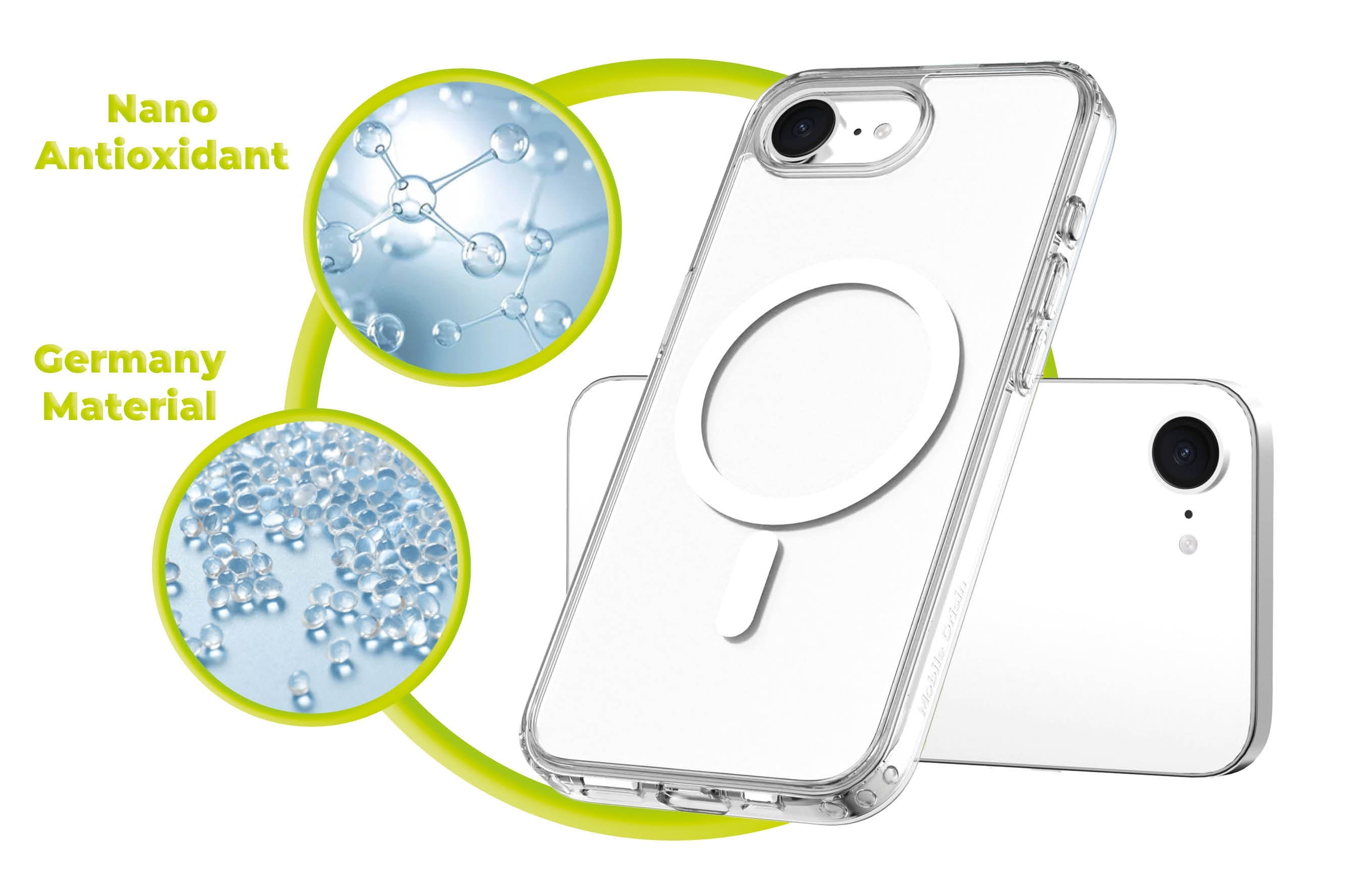 Mobile Origin iPhone 16e / iPhone 17e - Σκληρή Θήκη με Πλαίσιο Σιλικόνης - Hybrid MagSafe - Διάφανη / White