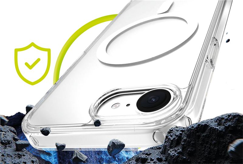 Mobile Origin iPhone 16e / iPhone 17e - Σκληρή Θήκη με Πλαίσιο Σιλικόνης - Hybrid MagSafe - Διάφανη / White