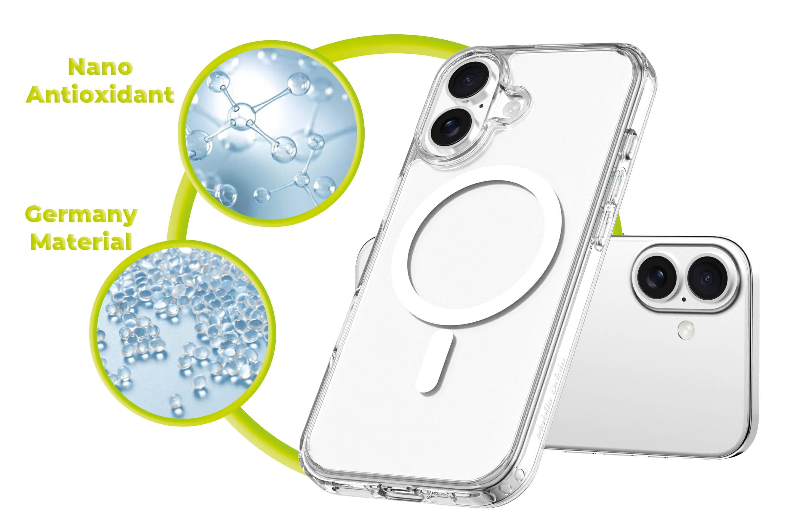 Mobile Origin iPhone 17 - Σκληρή Θήκη με Πλαίσιο Σιλικόνης - Hybrid MagSafe - Διάφανη / White