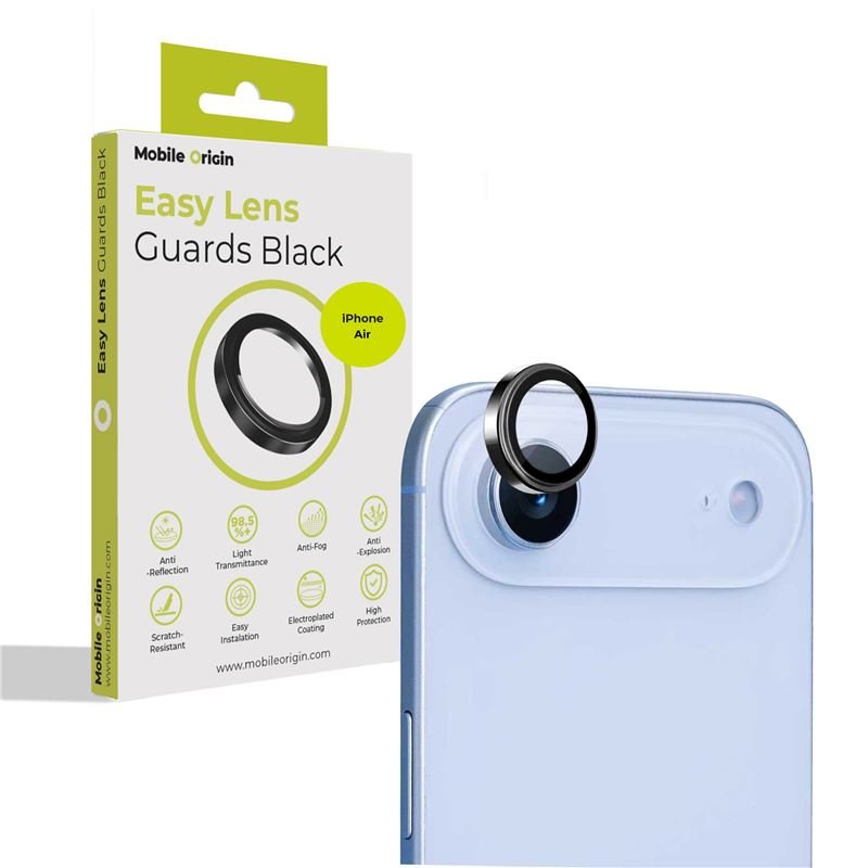 Mobile Origin iPhone Air - Προστασία Κάμερας - Αντιχαρακτικό Γυαλί - Easy Lens Guards - Black