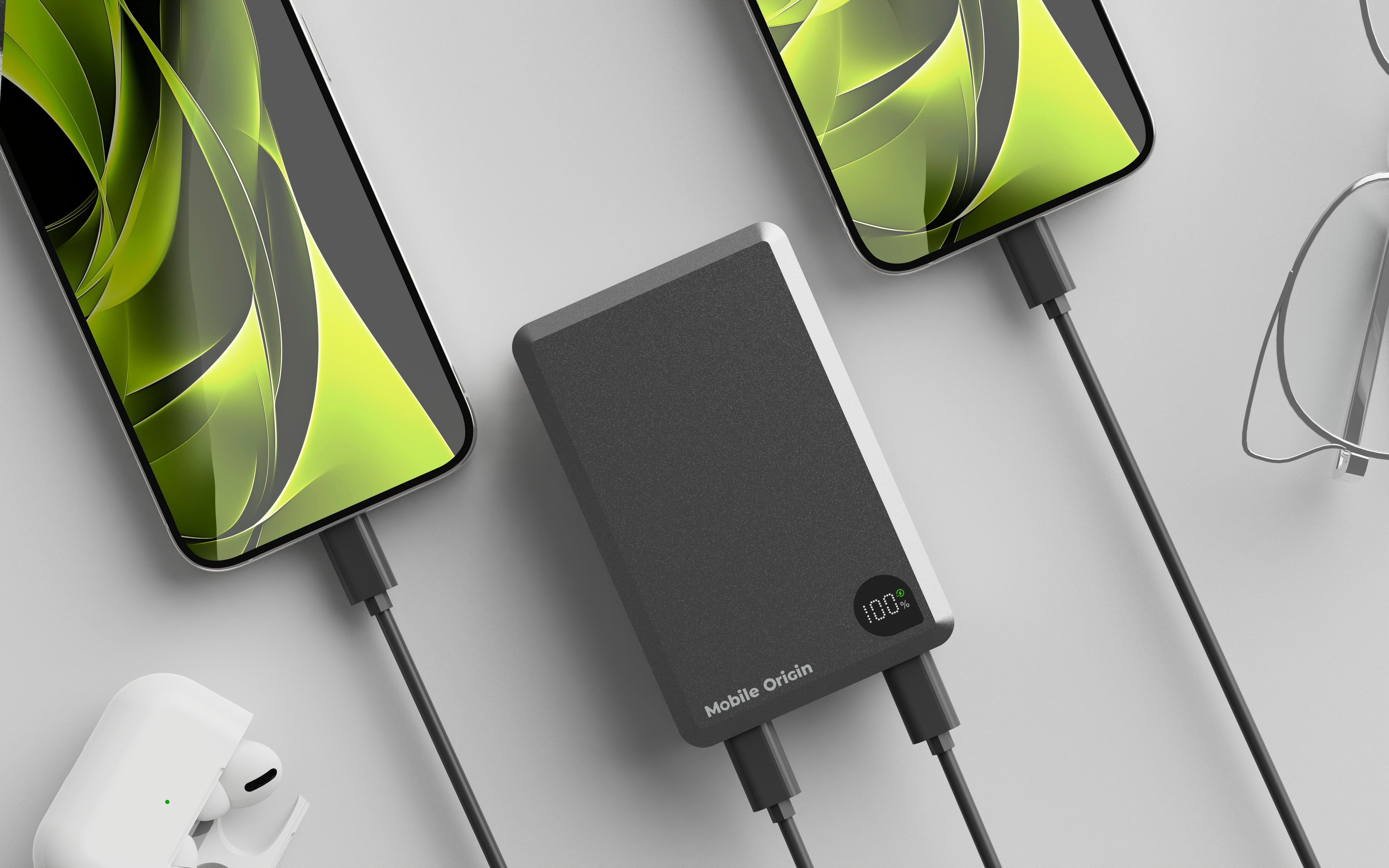 Mobile Origin - Μαγνητικό Ασύρματο MagSafe Power Bank Κινητού 30W 20.000mAh με 2 Θύρες Type - C - Aluminum PB14 - Grey