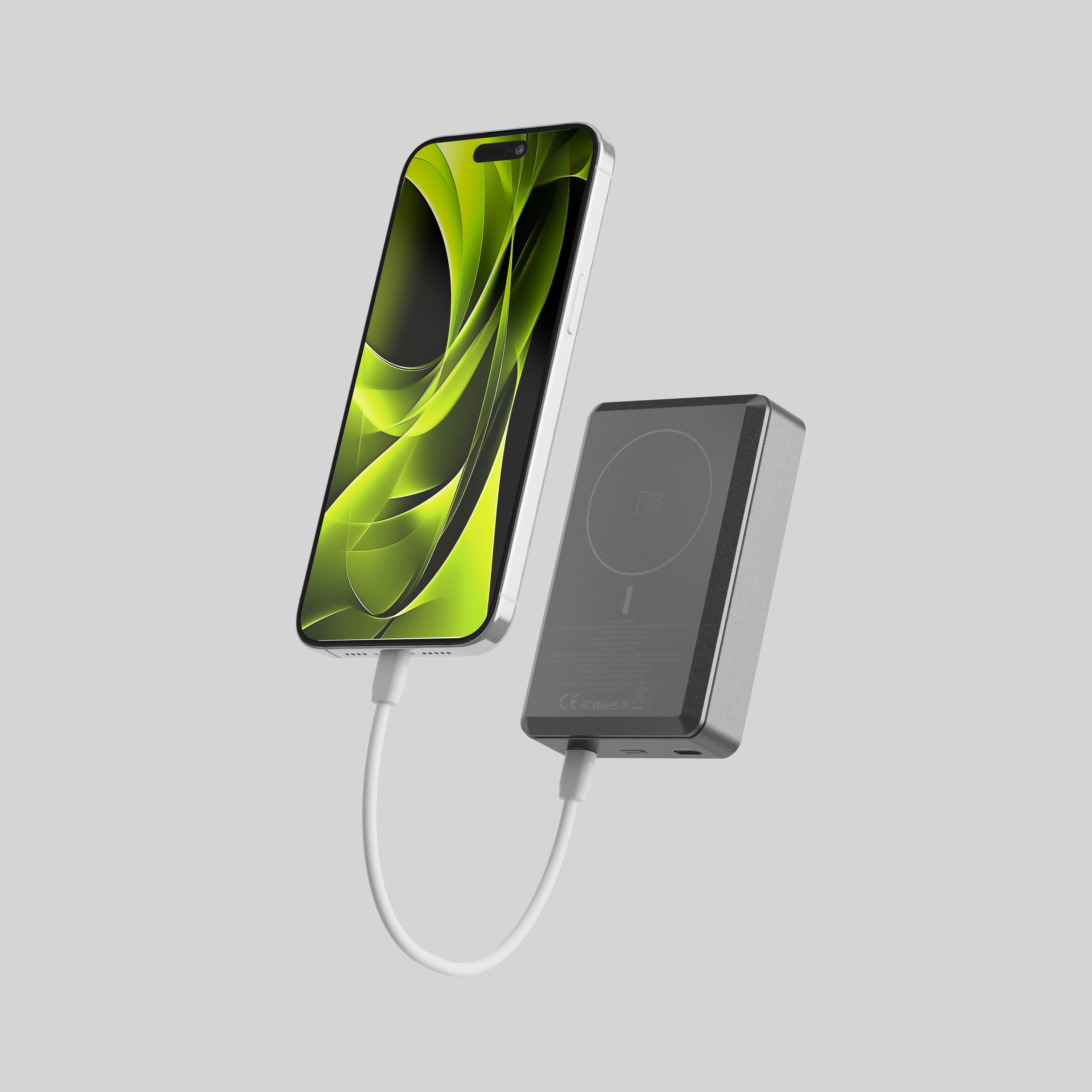 Mobile Origin - Μαγνητικό Ασύρματο MagSafe Power Bank Κινητού 30W 20.000mAh με 2 Θύρες Type - C - Aluminum PB14 - Grey