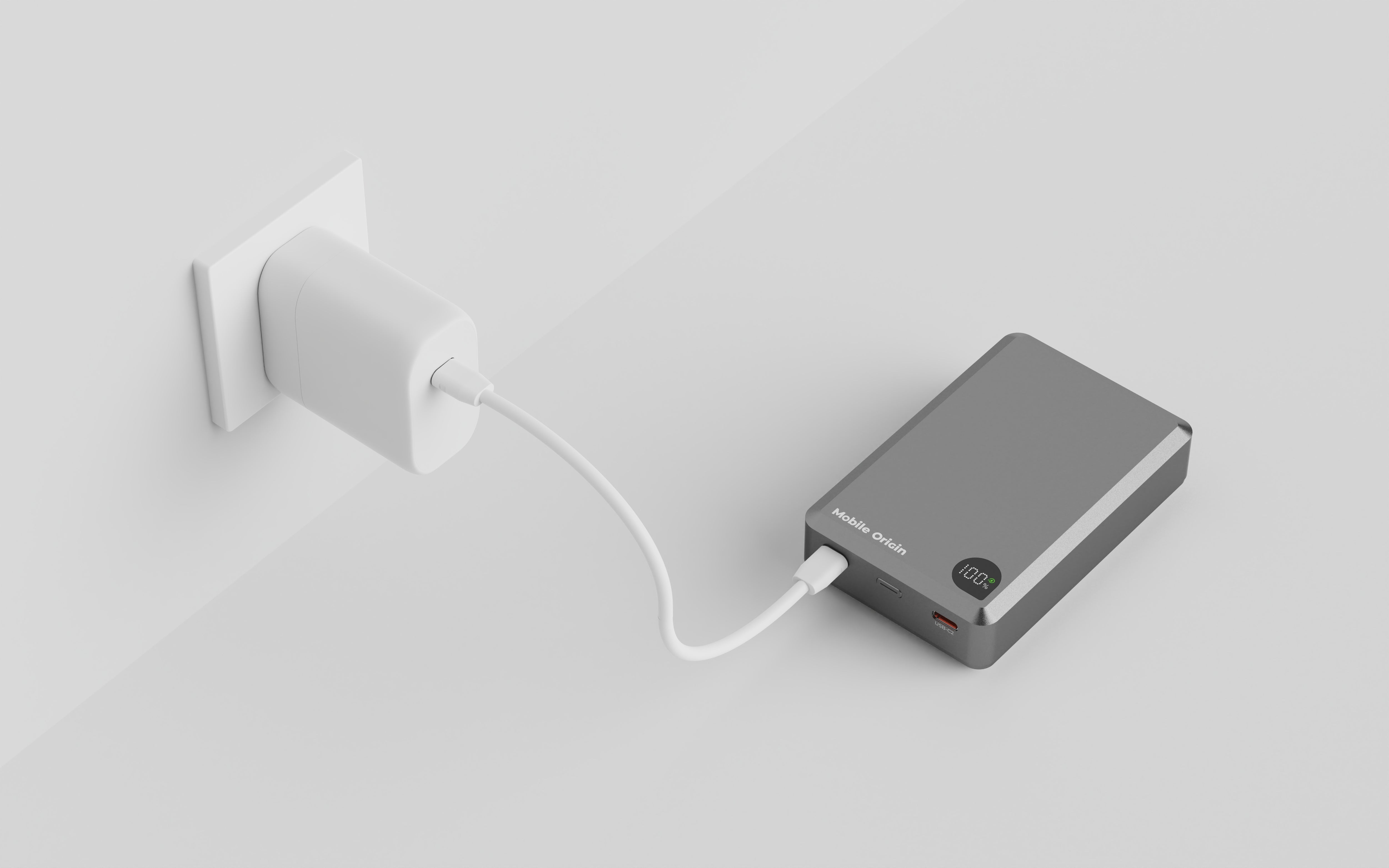 Mobile Origin - Μαγνητικό Ασύρματο MagSafe Power Bank Κινητού 30W 20.000mAh με 2 Θύρες Type - C - Aluminum PB14 - Grey