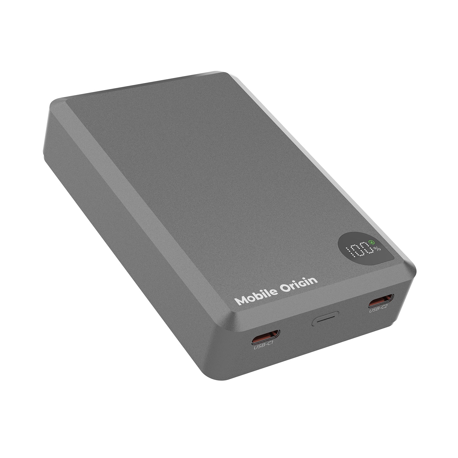 Mobile Origin - Μαγνητικό Ασύρματο MagSafe Power Bank Κινητού 30W 20.000mAh με 2 Θύρες Type - C - Aluminum PB14 - Grey