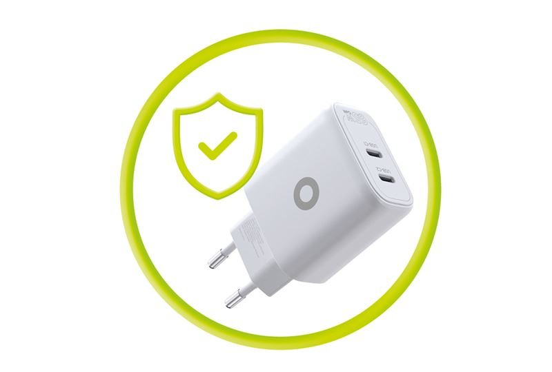 Mobile Origin - Οικιακός Φορτιστής Γρήγορης Φόρτισης GaN 65W με 2 Θύρες Type - C - MO19 - White
