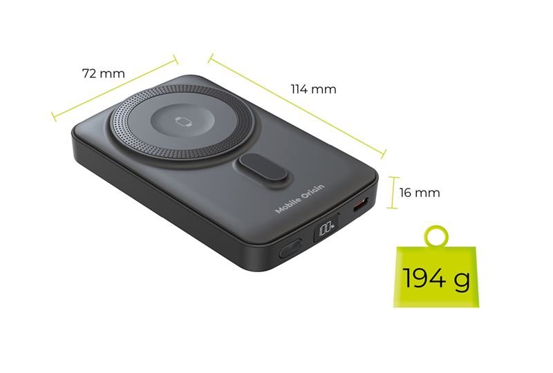 Mobile Origin - Μαγνητικό Ασύρματο MagSafe Power Bank Κινητού 10.000mAh - PB9 - Black